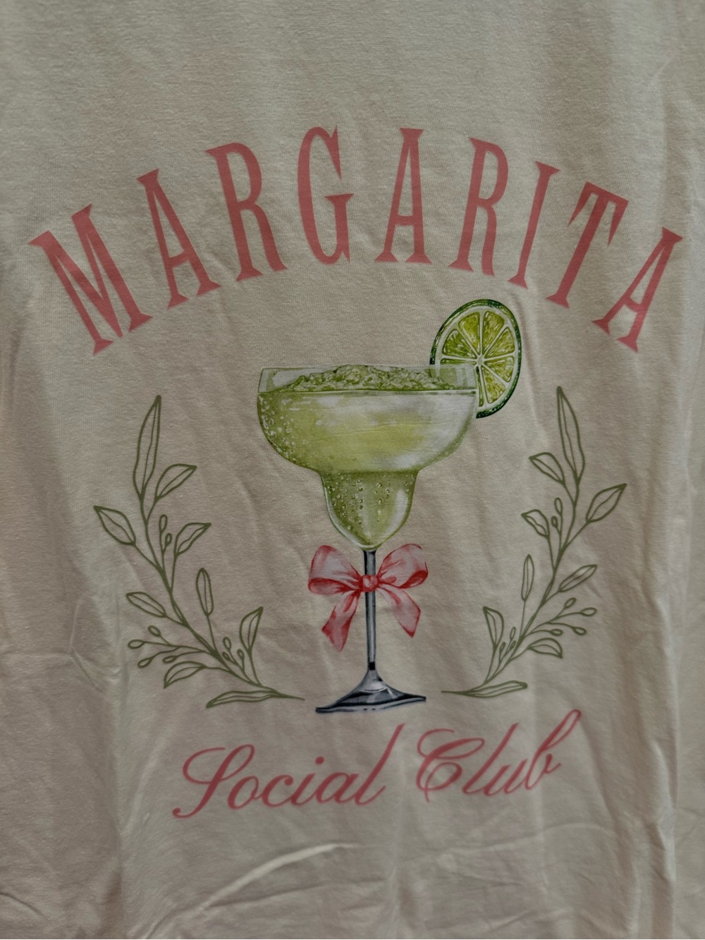 Comfort Colors Cream Margarita Social Club Graphic Tee with Pink and Green - Picture 3 of 8